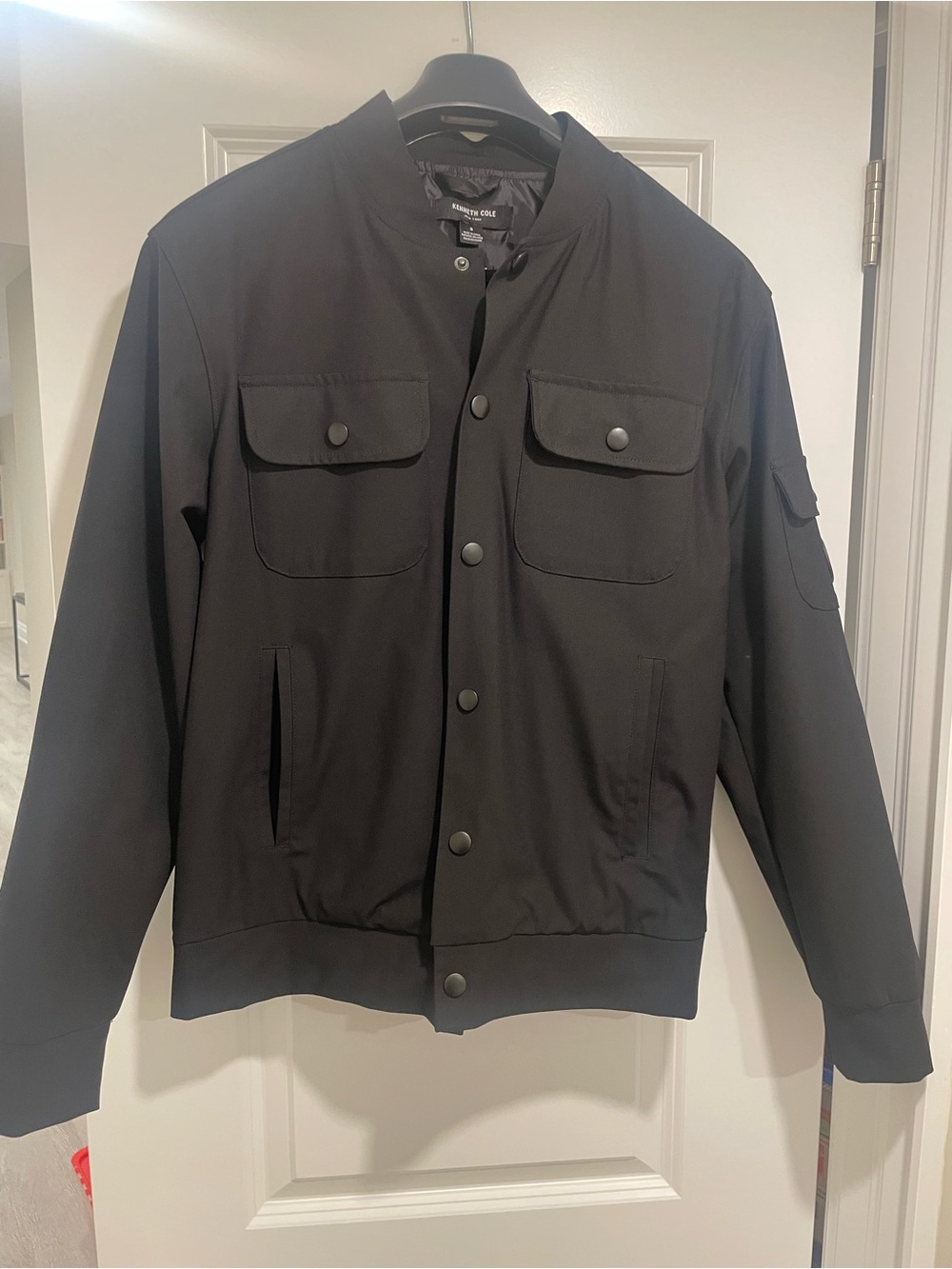 Kenneth Cole Black Snap-Front Field Bomber Jacket